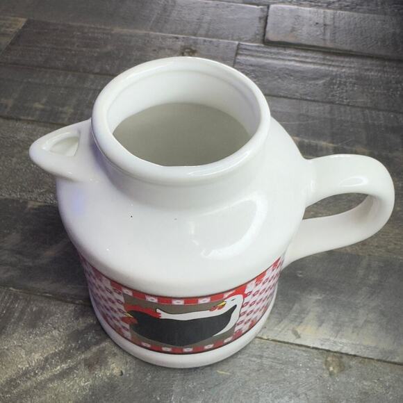 Linda Morgan Vintage Pair Of Chickens Red & White Gingham Pattern Creamer Dish - Picture 2 of 7